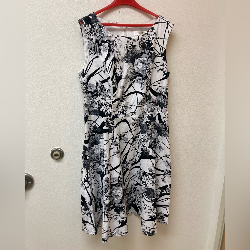 HANPCEIRS Black/Gray/White Sleeveless Dress (2XL)